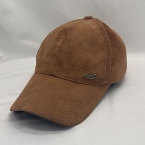 Old Money Minimalist Baseball Cap Mens OS Brown Faux Suede Quilted Excellent